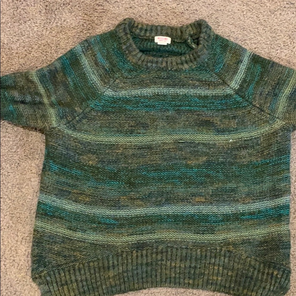 Green striped knitted small sweater mossimo